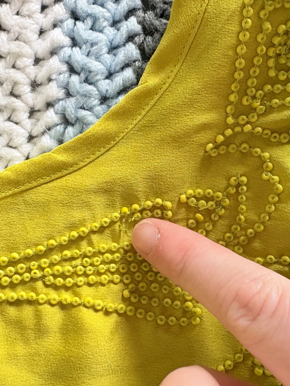 Adrianna Papell Chartreuse Tank Top Sleeveless Beaded Size 10 NWT Flawed* - Picture 13 of 15
